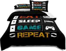 Gaming Comforter Set Twin Size for Boys Kids Game Room Decor Video Game Gamer Co