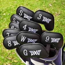 10Pcs Club Golf Iron Headcover Cover Leather Magnetic 3-9 WSG