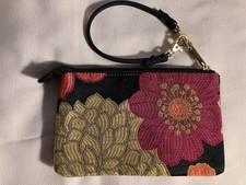 Danny K Beverly Hills CA Floral Tapestry print Trio Wristlet purse USA made/ NOS