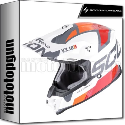 SCORPION CASQUE OFF-ROAD POUR MOTO VX-16 EVO AIR ANALOG BLANC ORANGE XXL - Photo 1/3