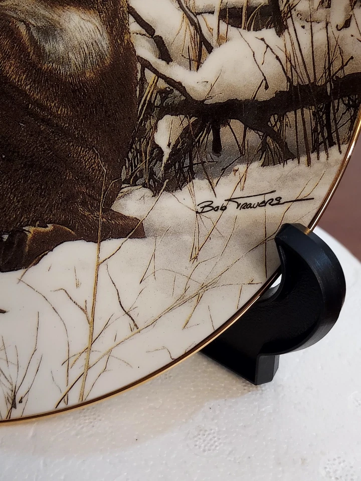 1992 Danbury Mint WINTER STAG Pride of the Wilderness DEER PLATE Bob Travers MIB - Image 2 of 3