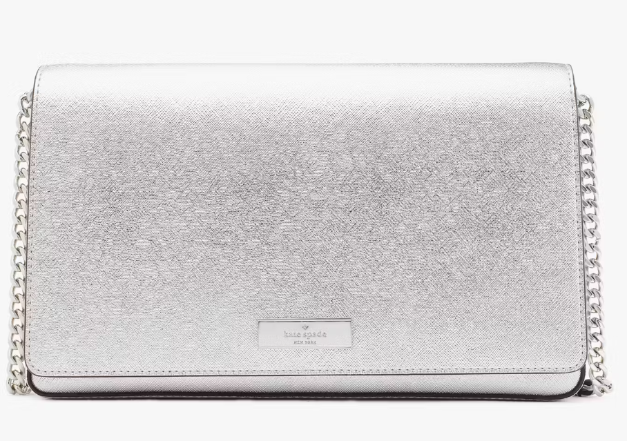 Kate Spade Kenzie Silver Small Convertible Chain Crossbody Bag KI964 Purse NWT