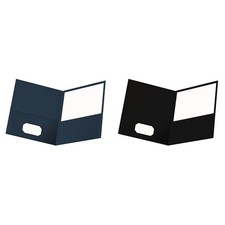 Oxford Twin-Pocket Folders, Textured Paper, Letter Size, 25-Count, Dark Blue