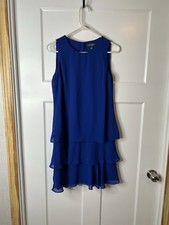 Lauren Ralph Lauren Women’s Size 4 Sleeveless Tiered Knee Length Dress Blue 6083
