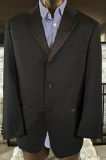 Hugo Boss Baker Tuxedo Dinner Jacket Wool Solid Black 3 Buttons 40S