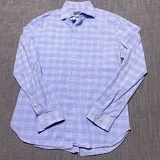 Michael Kors Slim Fit Dress Shirt Mens 15.5 34/35 Blue Plaid Formal Business