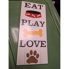 Kirklands Dog Wall Art Sign - White, Red, Yellow, Brown