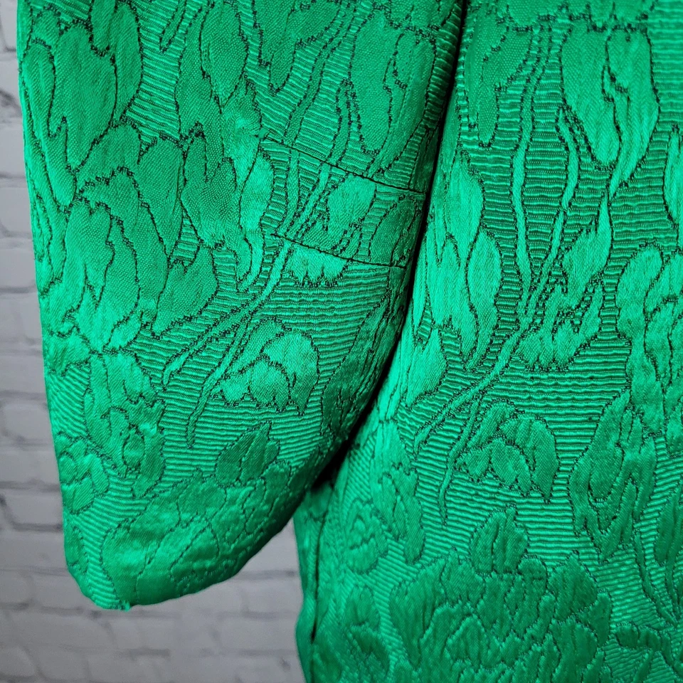 De Colección Lilli Diamante Verde Floral Vaina Vestido Chaqueta Abierta Conjunto 2 Piezas Conjunto Grande Foto 4 de 4