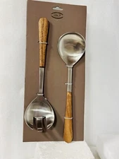 BKP Fine Bar Salad Serving Set New Sealed Wood Handle Made In India