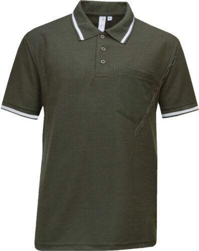 Mens Short Sleeve Polo Shirt Plain Pique Single Tipping Collar with Pocket M-6XL - Picture 8 of 21