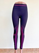 Seamless High Rise Rib Legging Black/Purple Size Small
