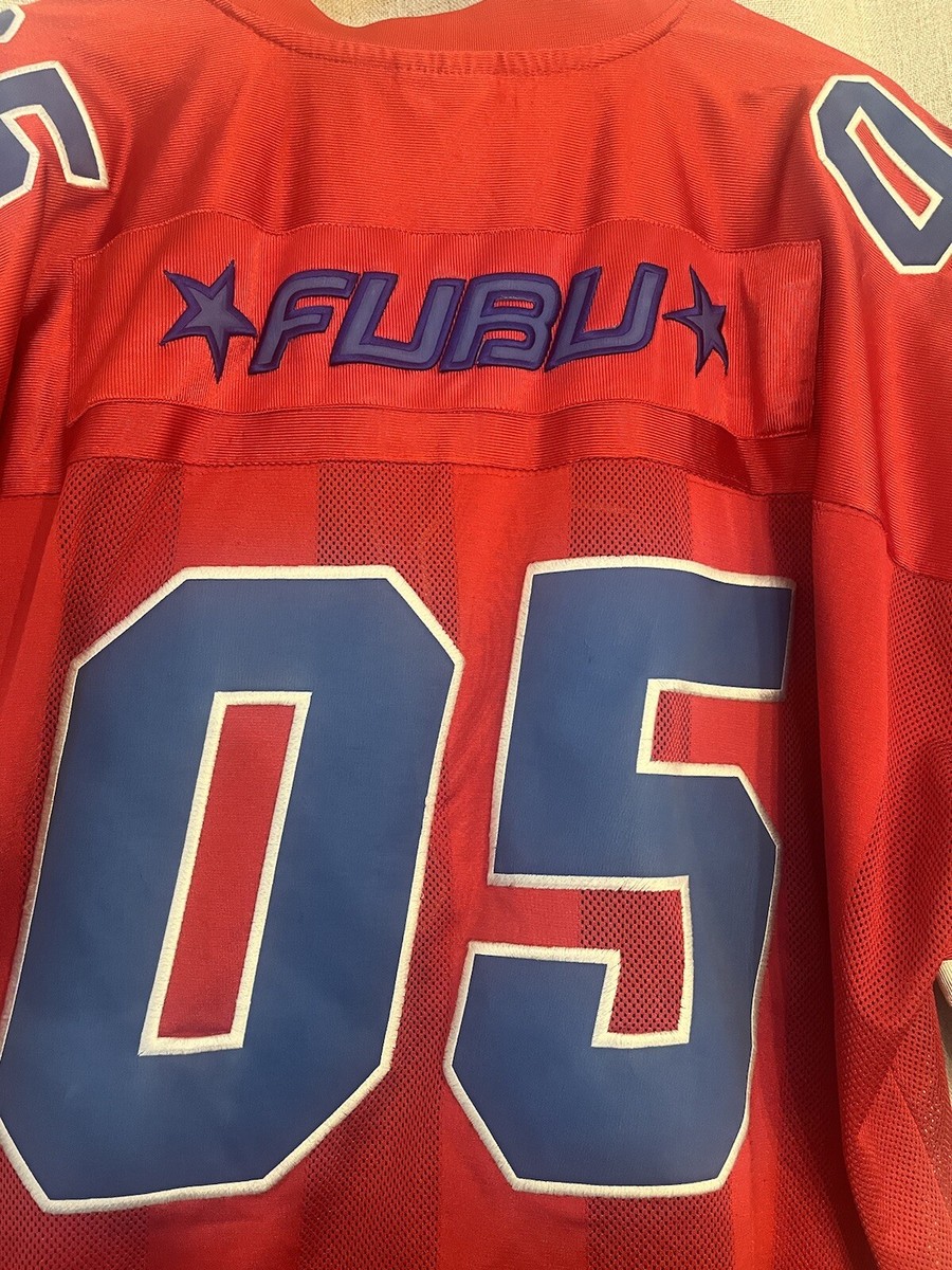 Vintage 2XL FUBU 05 Football Jersey Blue Red A RARE | eBay