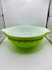 Vintage Pyrex 444 Cinderella Mixing Bowl Green Dots and Squares Promotional