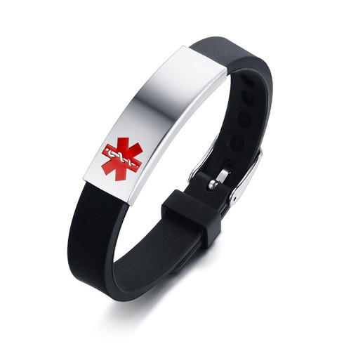 Vnox Mens Women Medical Alert ID Bracelet Silicone Wristband Bangle Waterproof - Picture 13 of 18