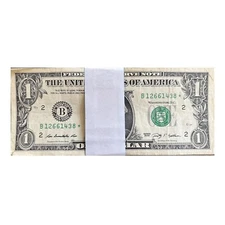 $50 Face Value $1 Small Size Federal Reserve Modern Star Notes- Avg Circulation