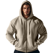 Men's autumn winter warm plus fleece functional hooded zipper casual sweatshirts