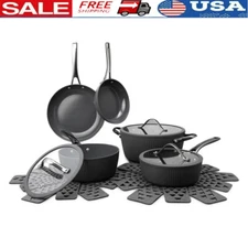 12 Pcs Nonstick Cookware Set Aluminum Induction Frying Stock Sauté Pots Pans New