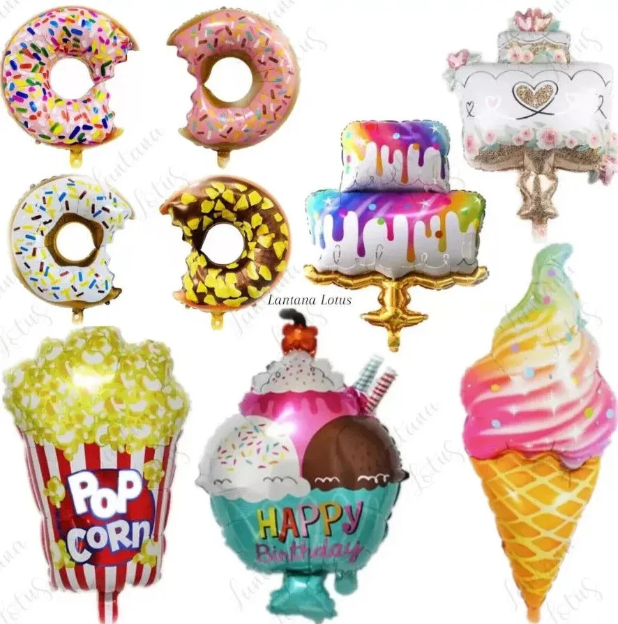 Cake ~ IceCream Popcorn Doughnut ~ Treat Foil Balloon Birthday Party Decoration
