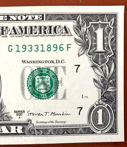 1933 - 1896 Tombstone Dual Year Birth Year One Dollar Bill Fancy Serial Number