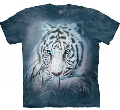 The Mountain Thoughtful White Bengal Tiger King Blue Animal Cotton Shirt S-3X