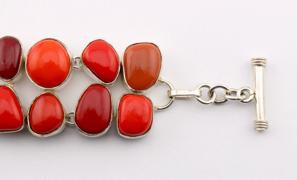 Коренастый красный коралл серебро цепочка браслет переключатель застежка отпуск Beachwear - Изображение 4 из 4