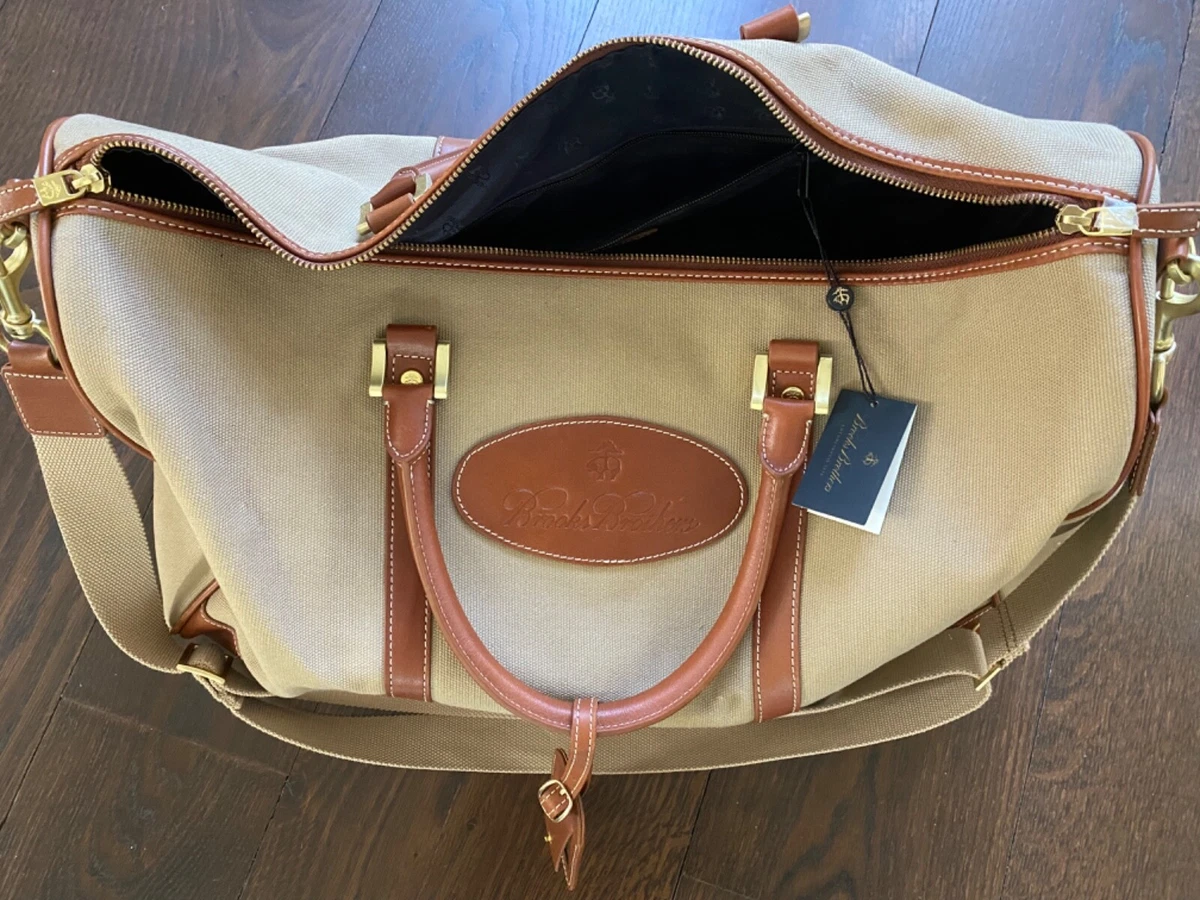 Brooks brothers leather duffle deals bag