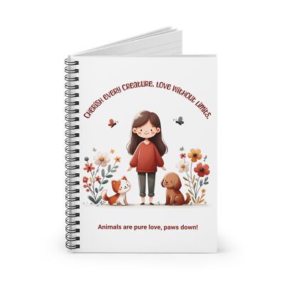 Animal Lover Notebook Journal Cherish Every Creature Cute Pet Cat Dog Theme Gift