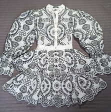 Alexander McQueen Resort 2017 Long Sleeve Floral Tiered Broderie Dress XS