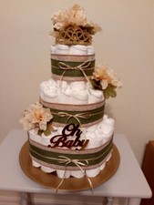 3 Tier Fall Boho Rustic Floral Baby Diaper Cakes Baby Shower Centerpiece
