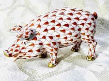 HEREND Schwein Cochon Figurine Skulptur Statue Tiere Tierfigur Miniatur