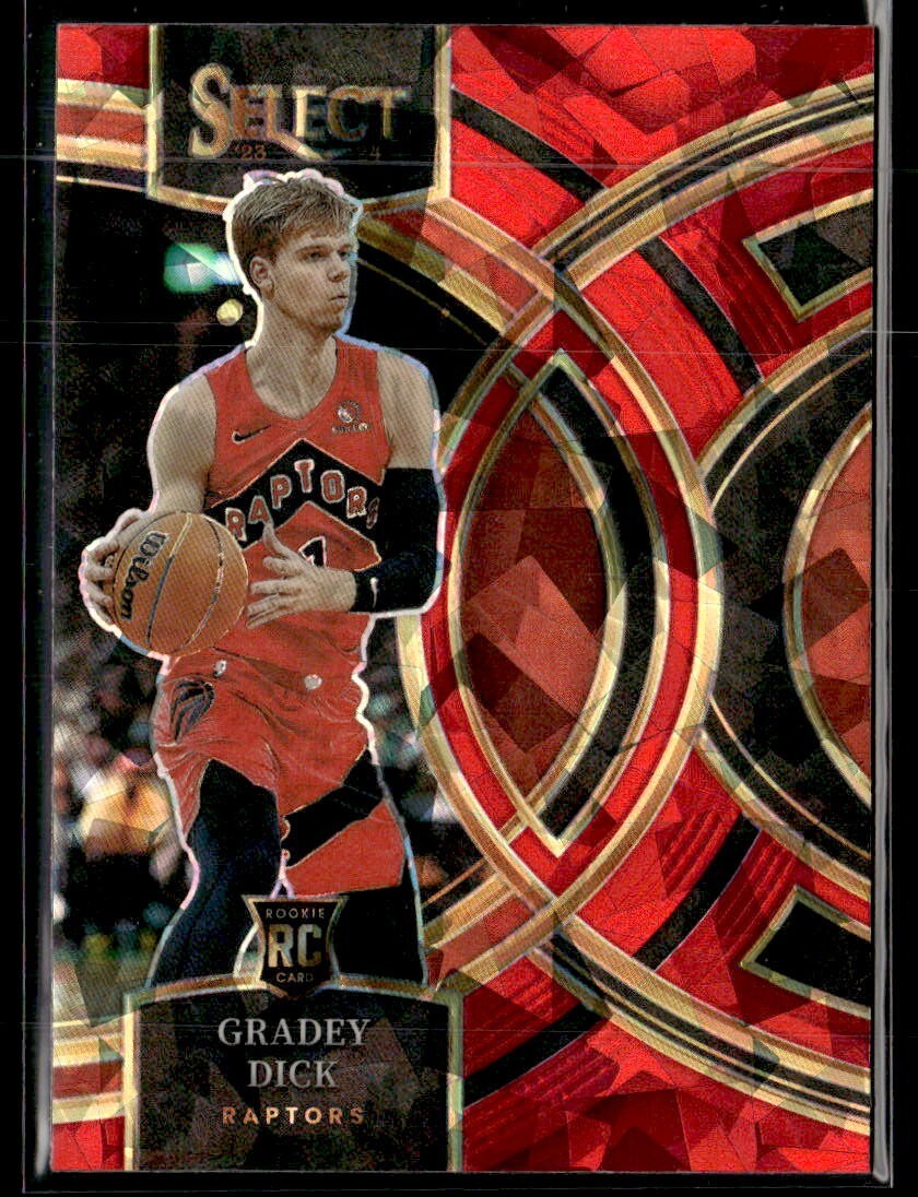 2023-24 Panini Select Gradey Dick Red Ice Prizm Premier RC #126 Toronto Raptors
