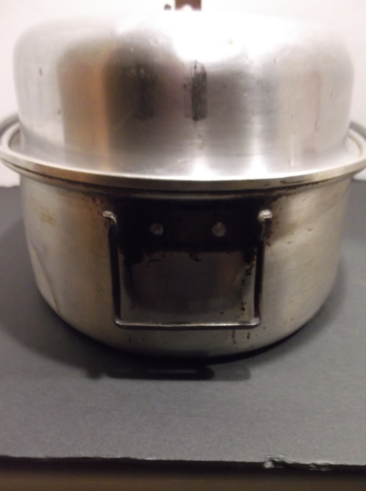 VINTAGE MIRRO ALUMINUM ROASTING PAN  W/Vented Lid & Trivet  Oval 15"