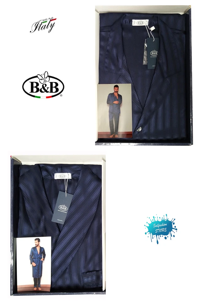 Ensemble Homme Pyjama + Robe De Chambre Made In Italy CREAZIONI B&B Taille 48/54 - Photo 1/2