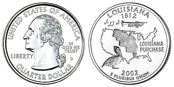 2002 P D LOUISIANA  STATE QUARTER Choice Unc  in Mint Cello  (2 Coins) - Image 2 of 2