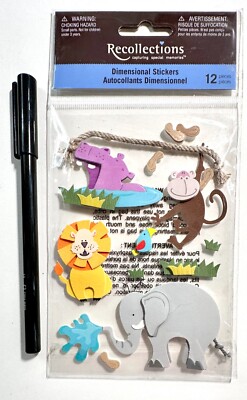 Recollections Elephant Hippo Stickers Scrapbooking Embellishment Card Making