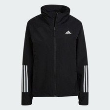 Adidas BSC 3-Stripes RAIN.RDY Womens Jacket Sports Waterproof Coat - Black