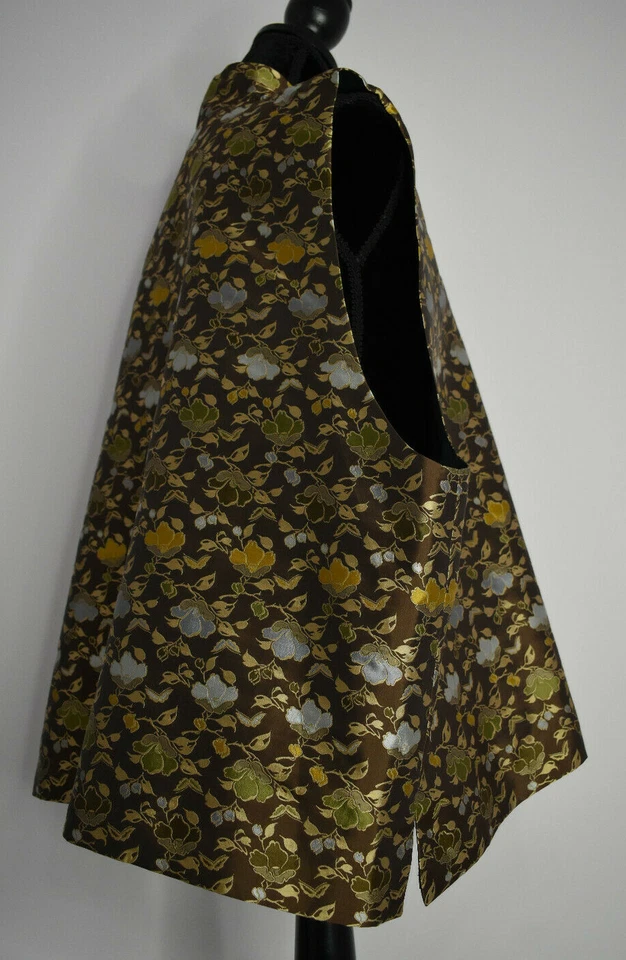 NWT eskandar Sz 1 Vest Floral Top Silk Multicolor Button Front High Neck England - Image 4 of 4