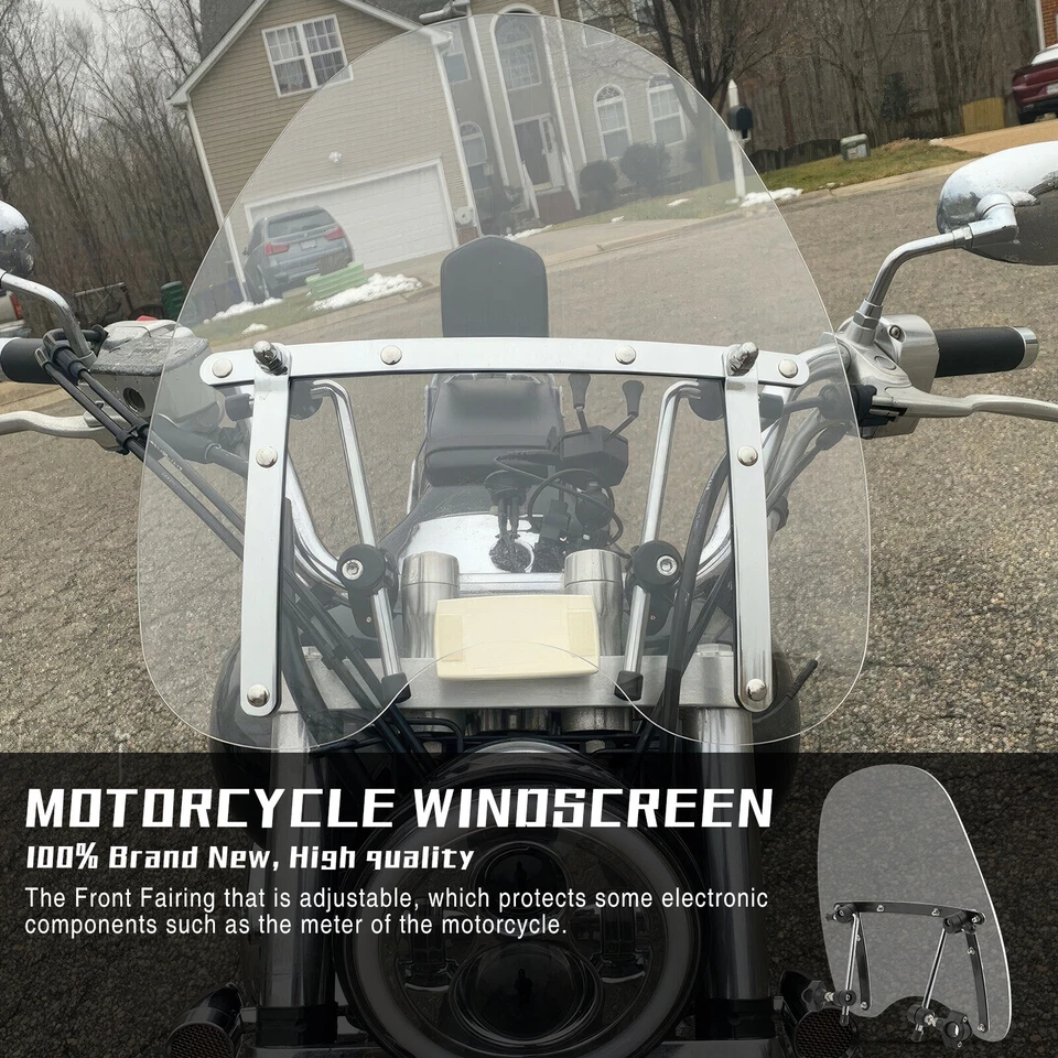 18"x16" Large Clear Windshield Motorcycle For Honda VTX1800C1 C2 C3 F3 1" 7/8" Foto 4 de 4