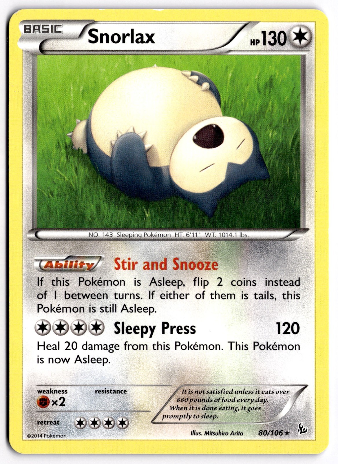 Pokemon TCG Snorlax 80/106 XY Flashfire Regular Rare