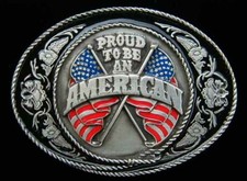 PROUD TO BE AN AMERICAN BELT BUCKLE WESTERN STYLE NEW