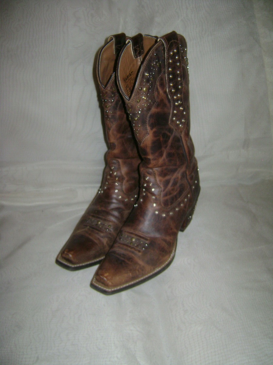 ARIAT RHINESTONE WESTERN COWBOY WOMEN SHOES BOOTS size BROWN