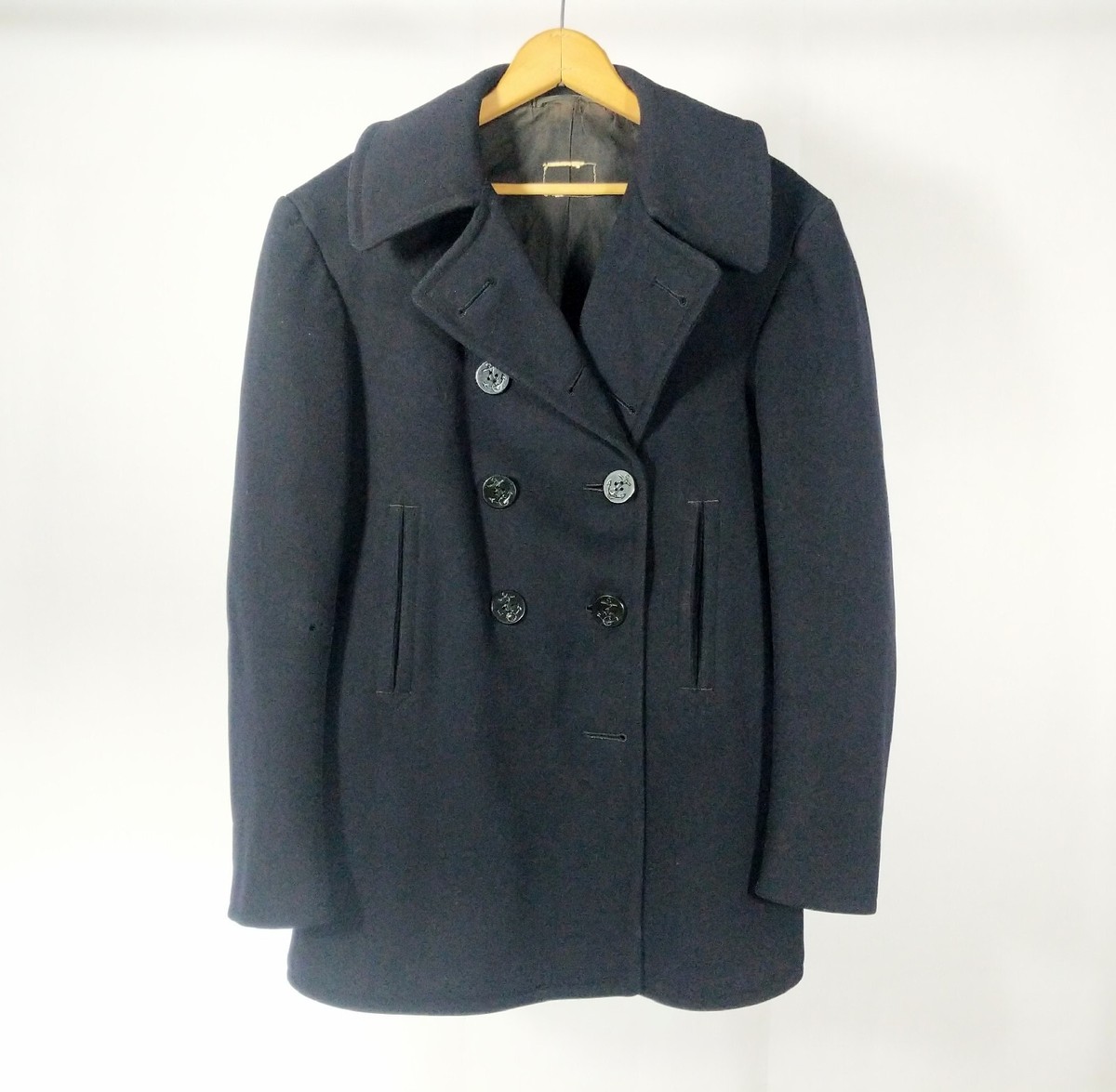 Vintage 1940s WWII US Navy Mens Peacoat. Wool Coat. Corduroy
