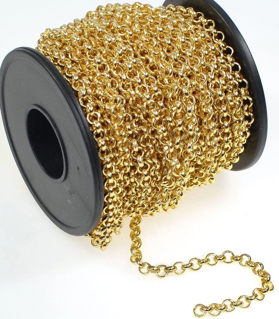 Chain Bulk Rolo Gold Plated Brass Rolo Belcher Chain with 3.9mm