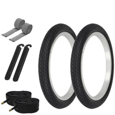 2 PRO+ PERFORMANCE BICYCLE WIRE BEAD 16 x 1.75 BLACK MINI BRICK TREAD 8PC SET.