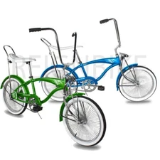 20" Classic Style Lowrider Bike Banana Seat Cruiser Bicycle 140 Spokes Fan Rims