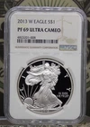 2013 "W" American PROOF Silver Eagle $1 NGC PF69 Ultra Cameo #008 ECC&C, Inc.