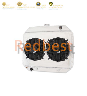 For 1968-79 Ford F100 F150 F250 F350 Bronco V8 3Row Aluminum Radiator+Shroud+Fan