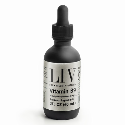 Vitamin B9 Folic Acid Liquid | 5-MTHF   5,000mcg   60 Servings   2oz