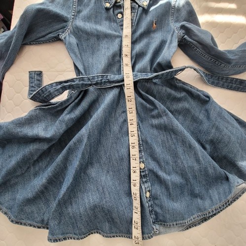 Ralph Lauren Girls Belted Cotton Denim Shirtdress Size 5 - Picture 7 of 15