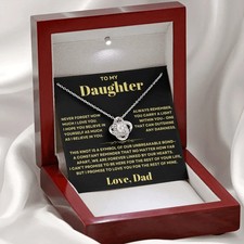 To My Daughter Necklace from Dad, Silver Pendant Jewelry Gift for Daughter